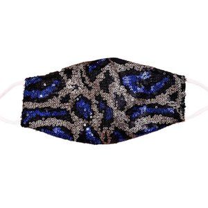 NEW Royal Blue & Gold Sequin Face Mask